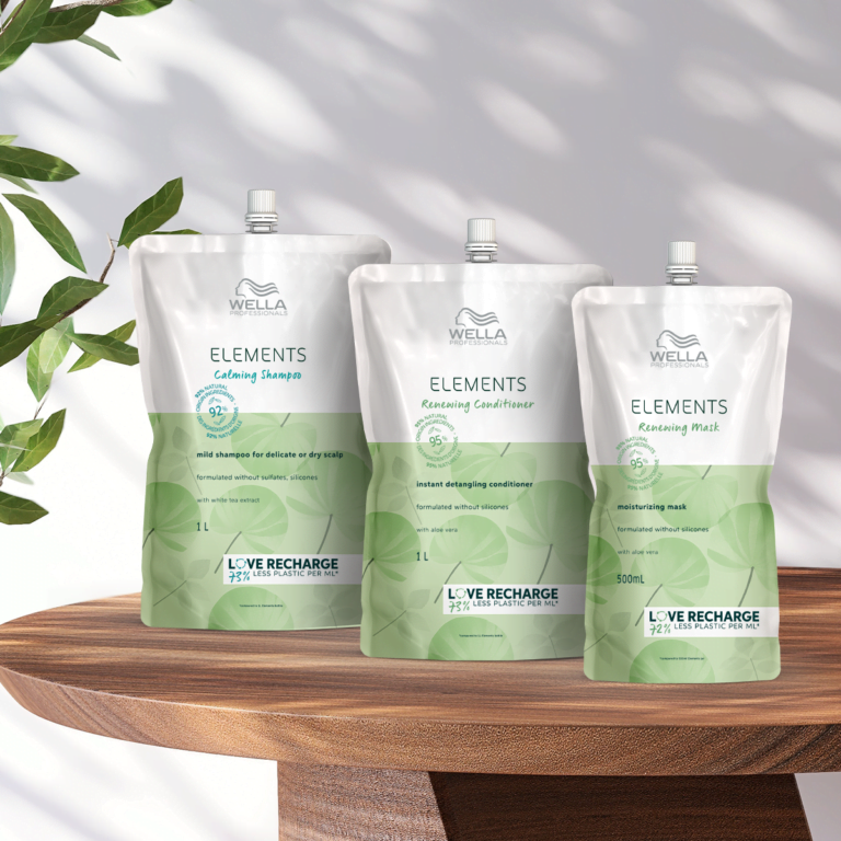 Wella Elements Pouches = sustenabilitate și îngrijire naturală Wella Elements Pouches = sustenabilitate și îngrijire naturală