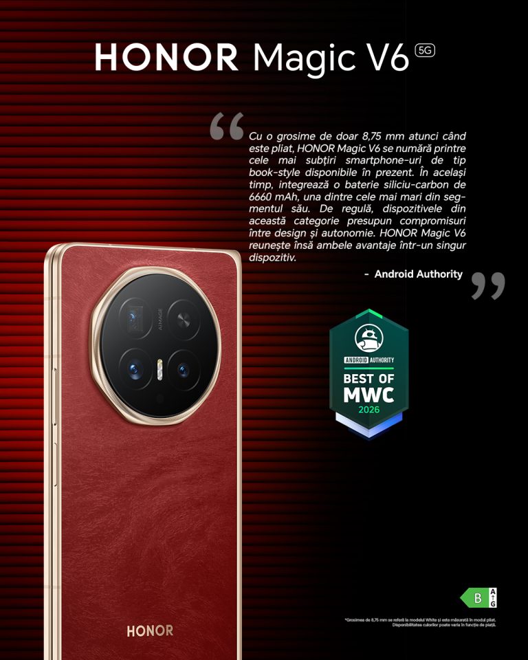 HONOR Magic V6 primește premii internaționale înainte de lansarea în România HONOR Magic V6 primește premii internaționale înainte de lansarea în România