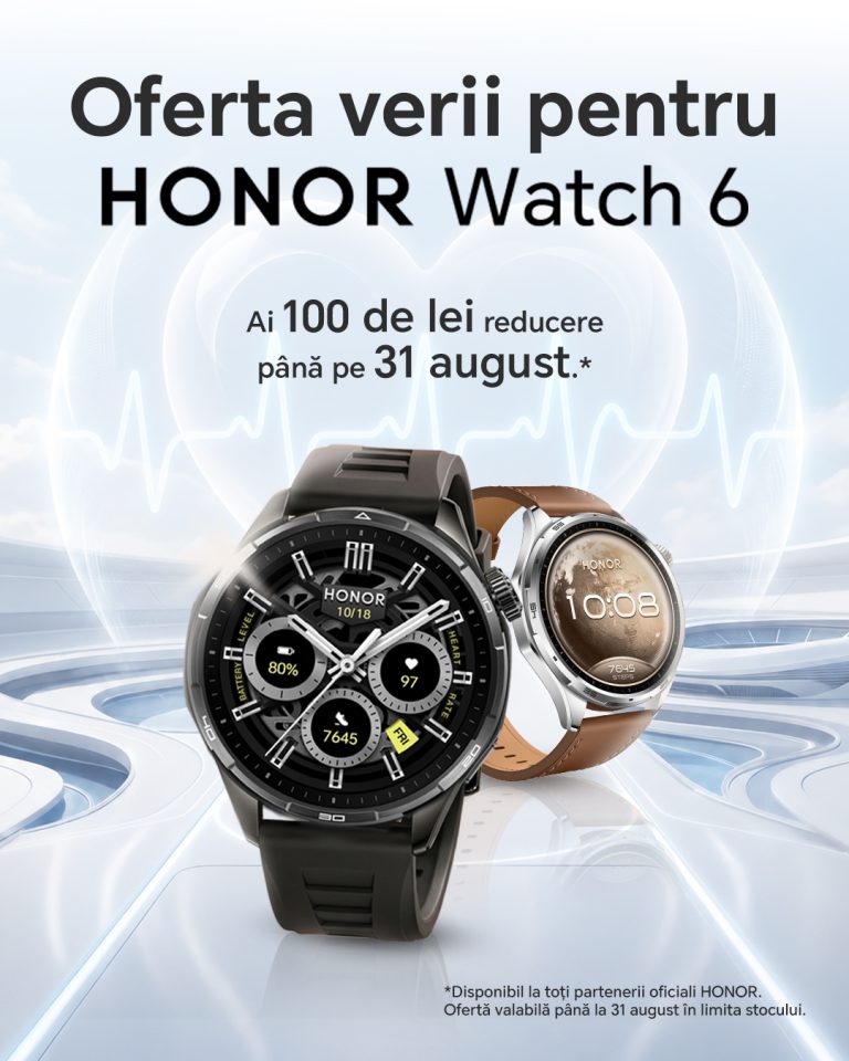 HONOR Watch 6, în ultimele zile de ofertă: 100 de lei reducere și plăți NFC direct de la încheietură